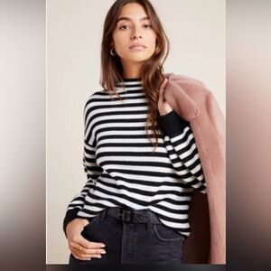 Anthropologie Black and White Balloon Sleeve‎ Sweater Sz S
